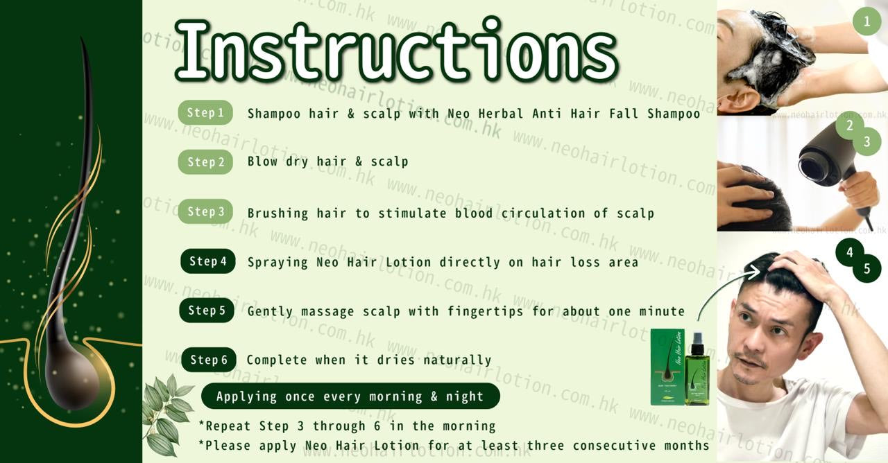 Instructions on how to use Neo Hair Lotion everyday